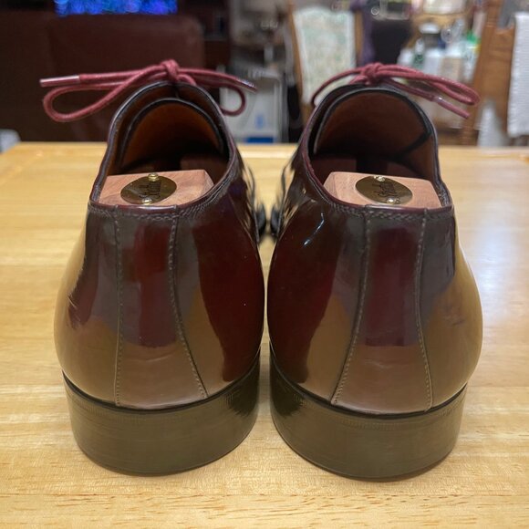 Salvatore Ferragamo Cap Toe Oxford Dress Shoes in Burgundy 12D - Picture 3 of 11